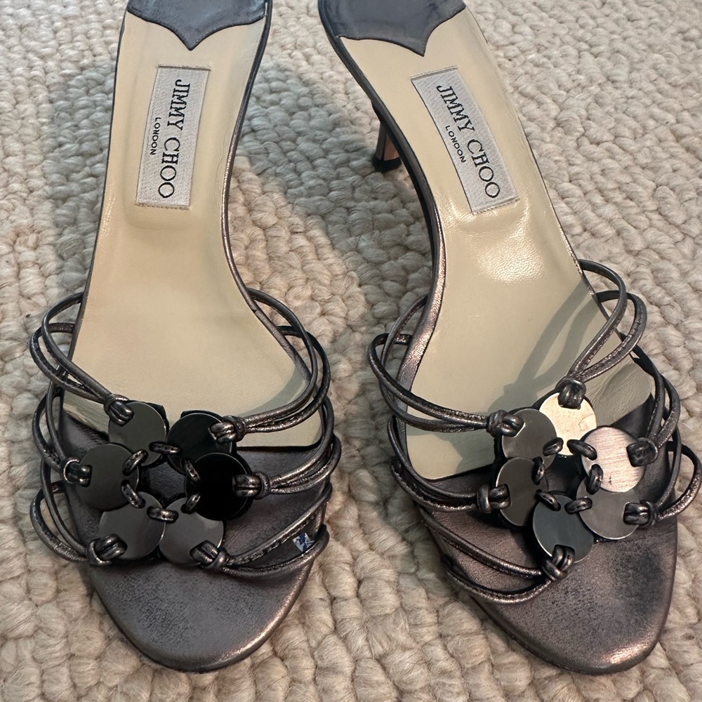 Jimmy Choo Silver Heels Elegant Design